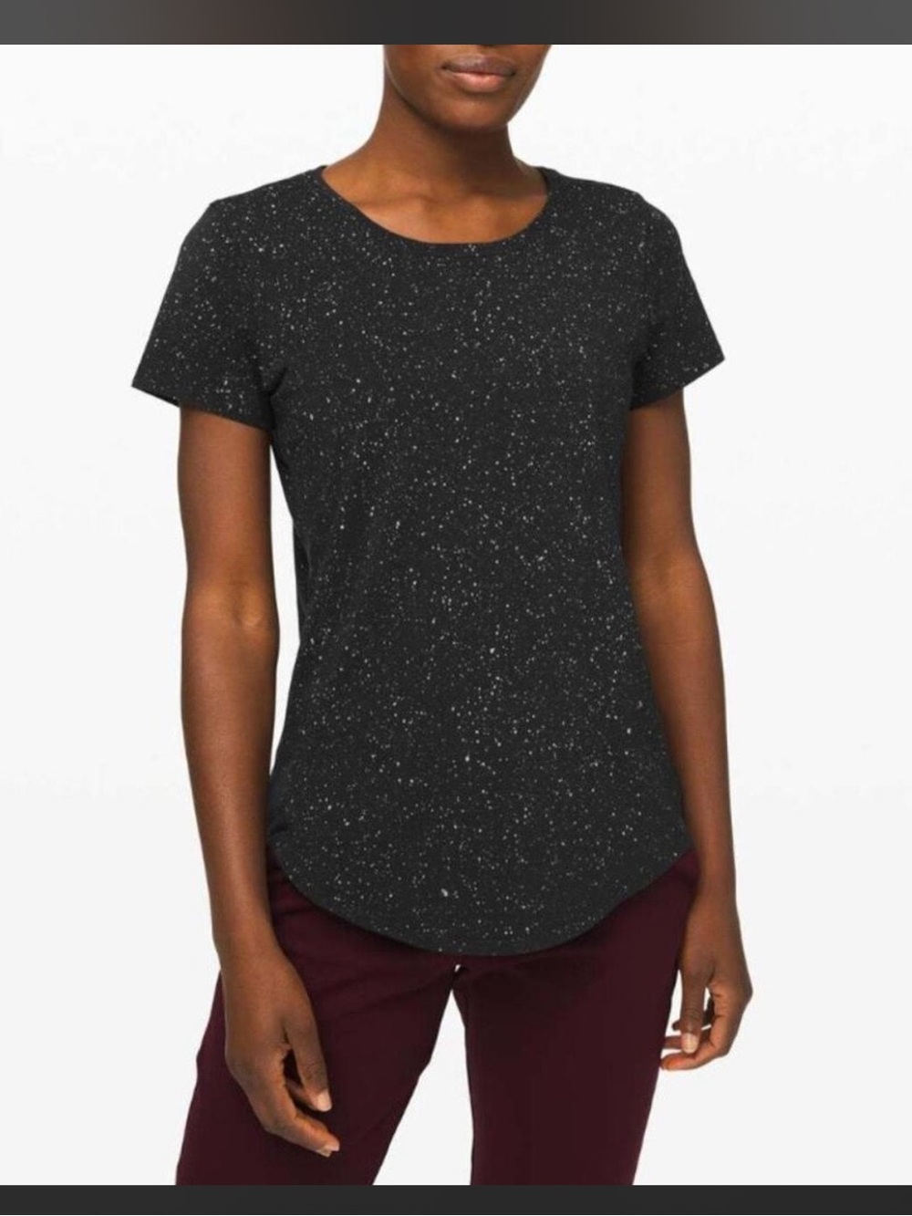 lululemon athletica Black Speckle Short-Sleeve Crew Tee - Size 4